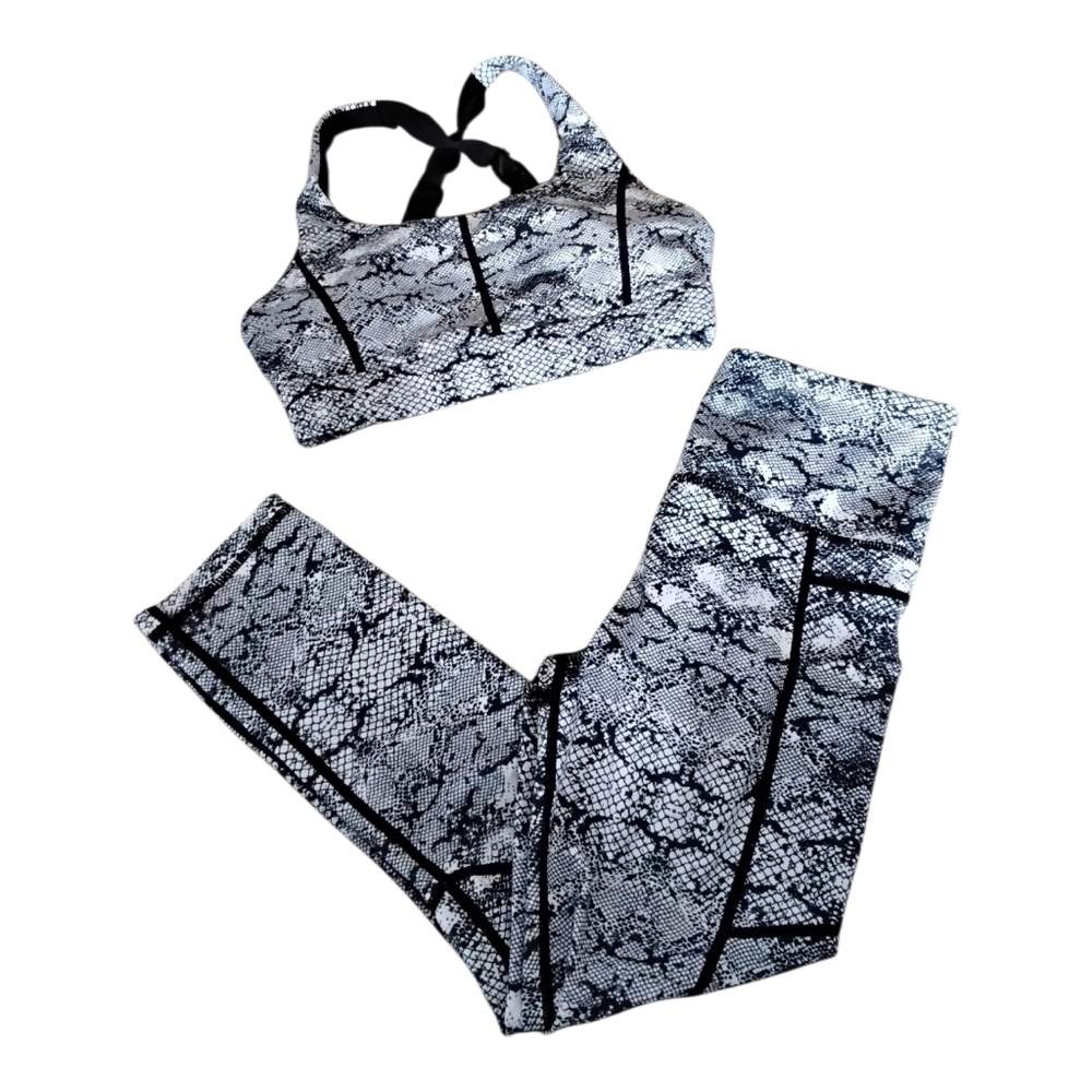Zyia Metallic Cobra Light N Tight Matching Sports Bra & Leggings Set Womens XS 2
